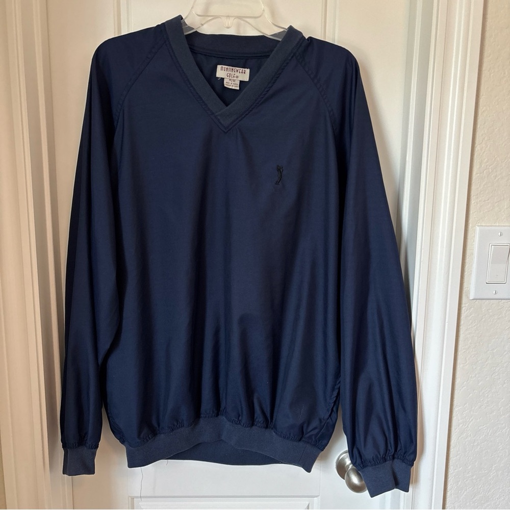 Men's Vintage Navy V-Neck Windbreaker Munsingwear Golf